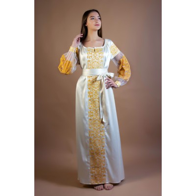Embroidered Dress "Golden Lotus"